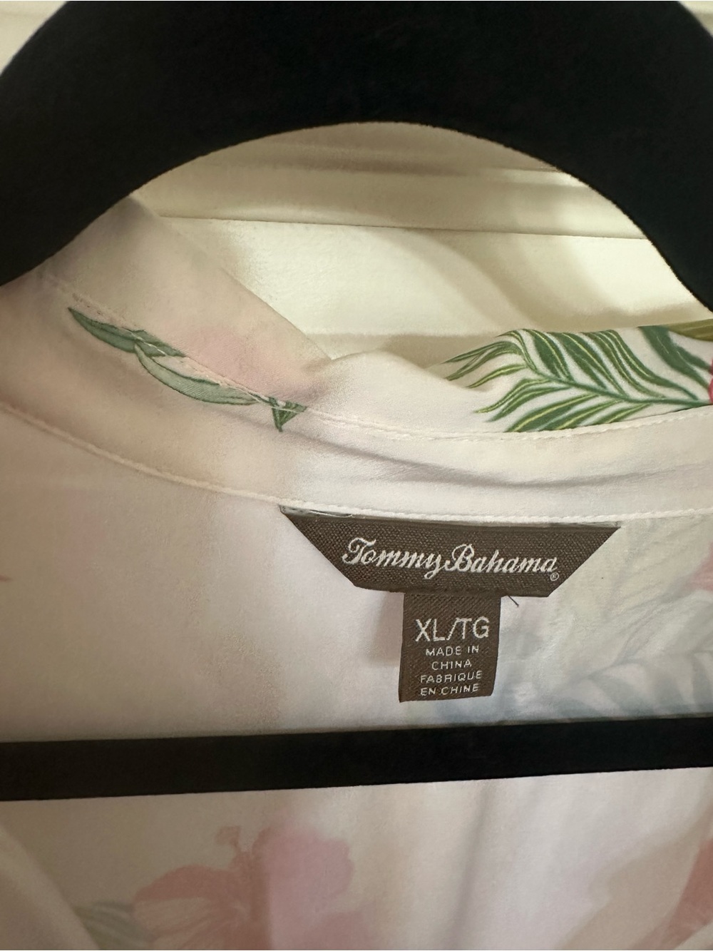 Tommy Bahama Pink Floral Shirt Dress with Green Leaf Accents
